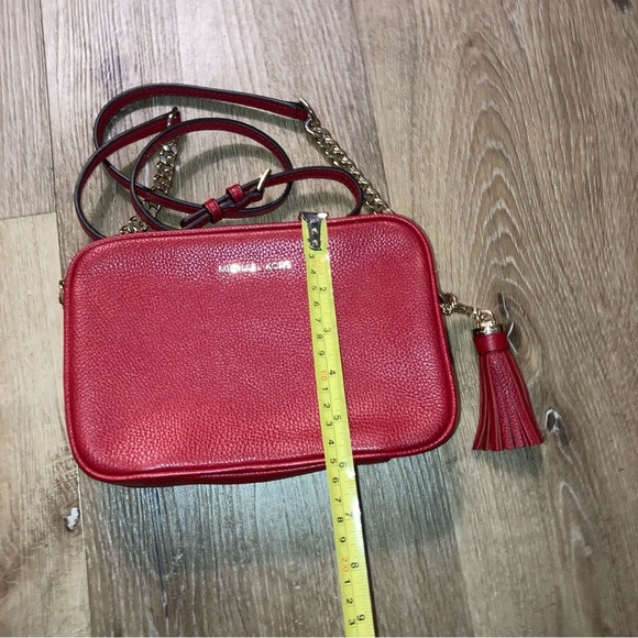 Michael Kors Crossbody Bag Leather  Red with Gold Chain - Picture 7 of 9